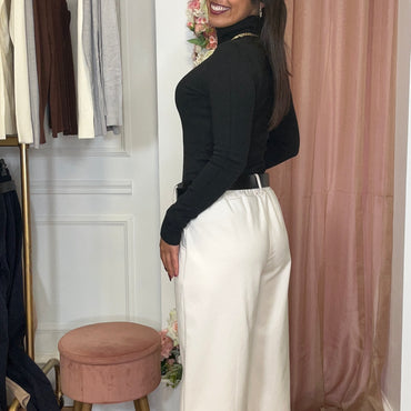 Calça Pele de Pêssego com cinto Perola