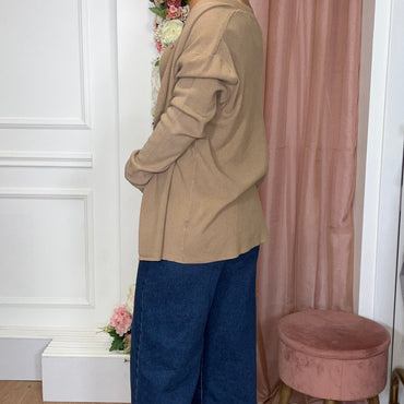 Conjunto Top com brilhos + Casaco Camel