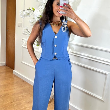 Conjunto colete + Pantalona Azul