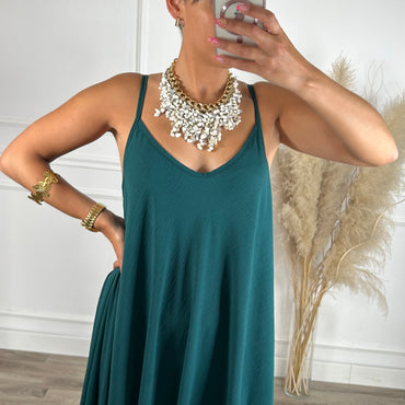 Vestido oversize de alças Verde Esmeralda