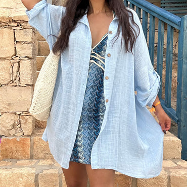Camiseiro Azul Bebé de algodão