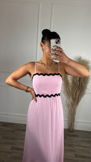 Vestido Com Onda Rosa
