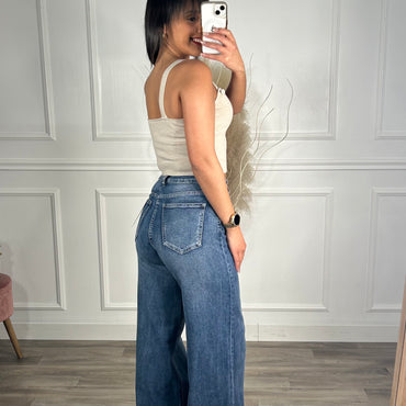 Calça de Ganga Wide Leg REDIAL ganga escura