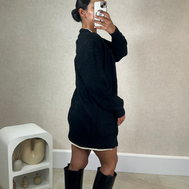 Casaco de malha comprido Preto