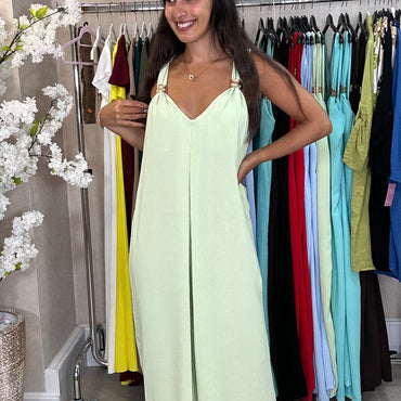 Macacão oversize com argola dourada em Verde Agua