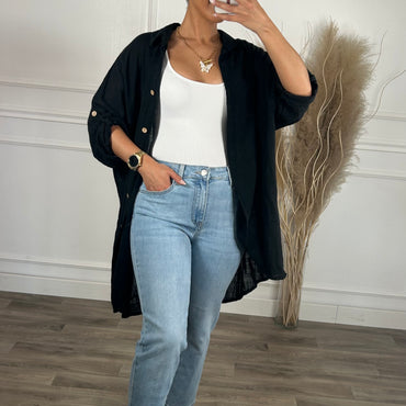 Camiseiro Preto de algodão Médio