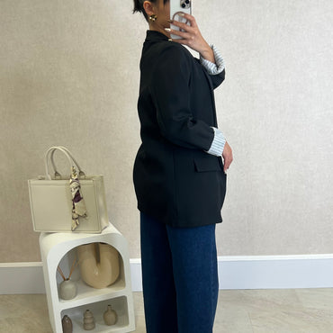 Blazer com Forro Listrado Preto