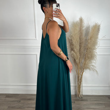 Vestido oversize de alças Verde Esmeralda