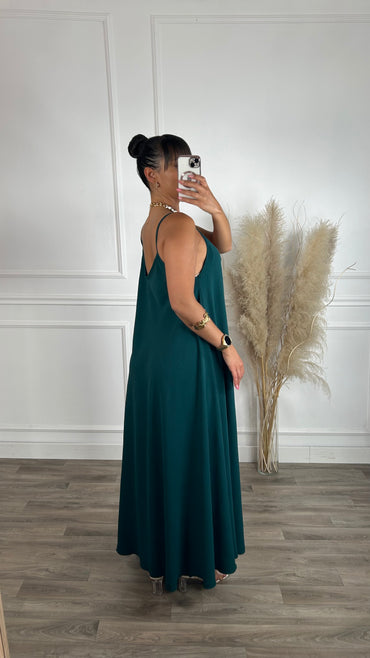 Vestido oversize de alças Verde Esmeralda