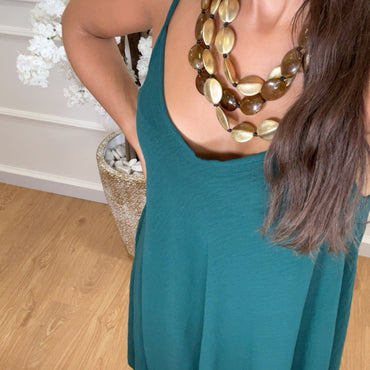 Vestido Midi oversize de alças Verde esmeralda