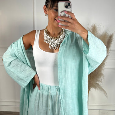 Pantalona Verde Água