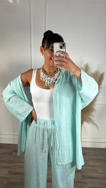 Pantalona Verde Água