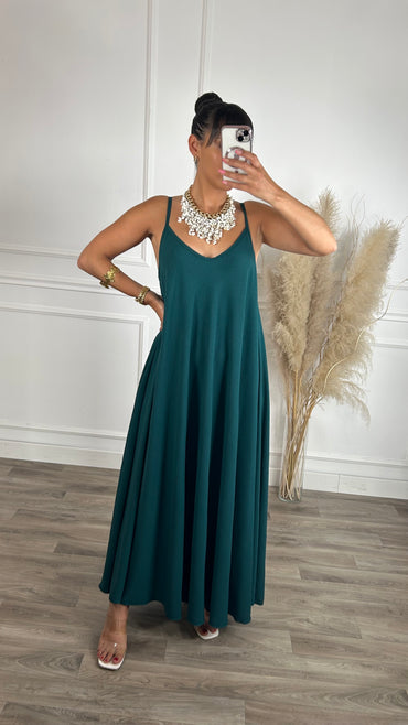 Vestido oversize de alças Verde Esmeralda