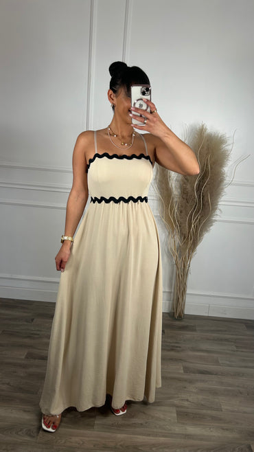 Vestido Com Onda Bege