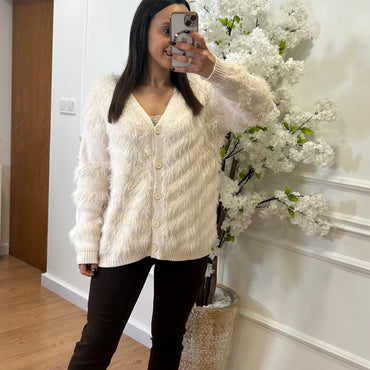 Cardigan com Pelinho fofo em Bege