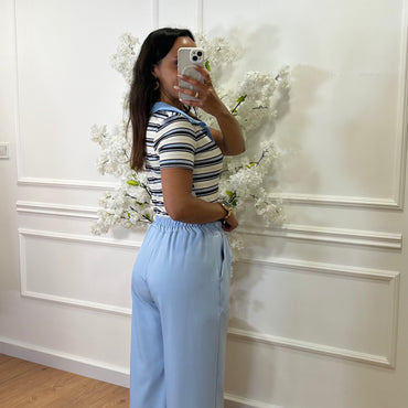 Calça com elastico Azul Bébé