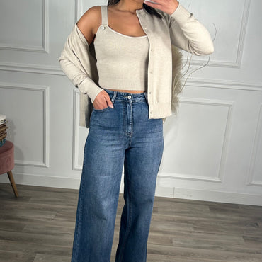 Calça de Ganga Wide Leg REDIAL ganga escura