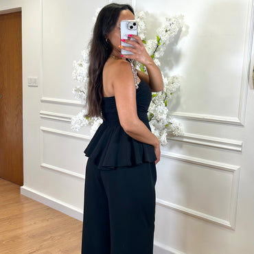 Conjunto blusa cai-cai + pantalona em Preto