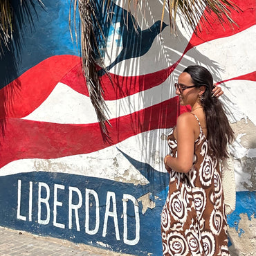Vestido de Algodão estampado Castanho