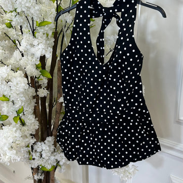 Blusa com godé Bolinhas Preto