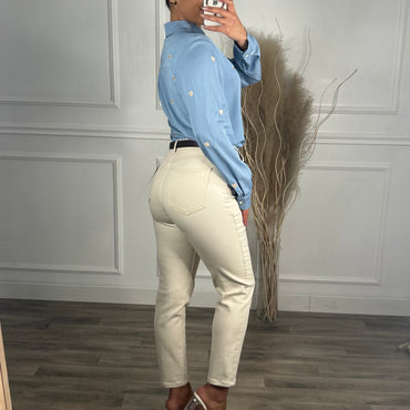 Calça Redial Mom Jeans Bege Pigmentadas