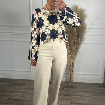 Calça Wide Leg Bege Pigmentada REDIAL