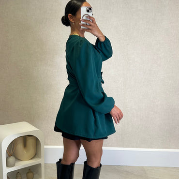 Blusa/Blazer Acetinado Verde Esmeralda