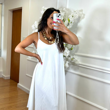 Vestido Midi oversize de alças Branco