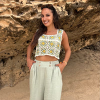 Top Crochet Verde e Amarelo