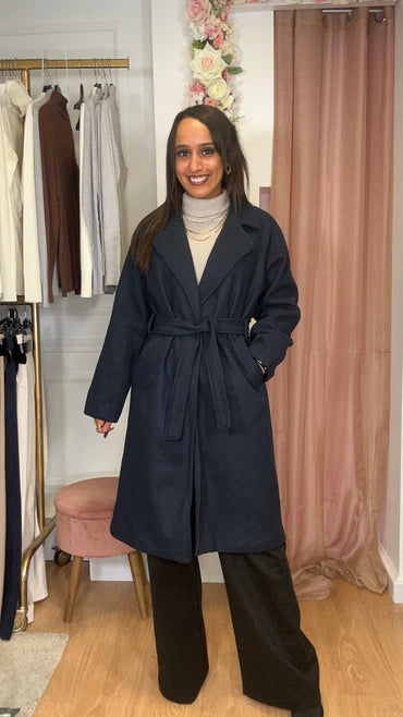 Casaco de Fazenda Midi Azul Marinho