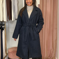 Casaco de Fazenda Midi Azul Marinho