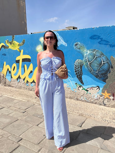 Conjunto top riscas + Pantalona