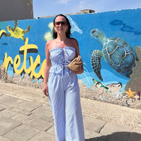 Conjunto top riscas + Pantalona