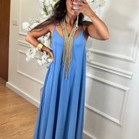 Vestido oversize de alças Azul Celeste