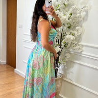 Vestido Acetinado com Padrao