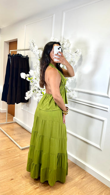 Conjunto Top + Saia em Verde Oliva