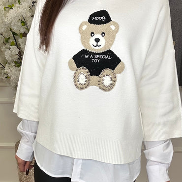 Camisola malha Urso Branco