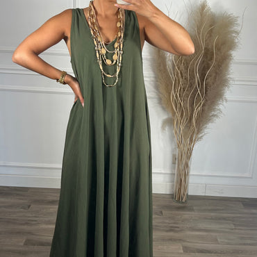 Vestido oversize de alça grossa Verde tropa