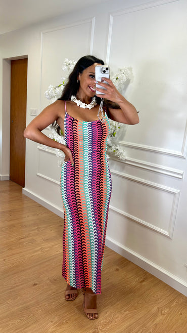 Vestido de Rede tons Fluorescentes