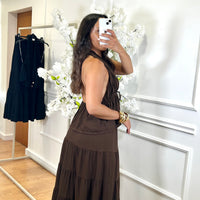 Conjunto Top + Saia em Castanho