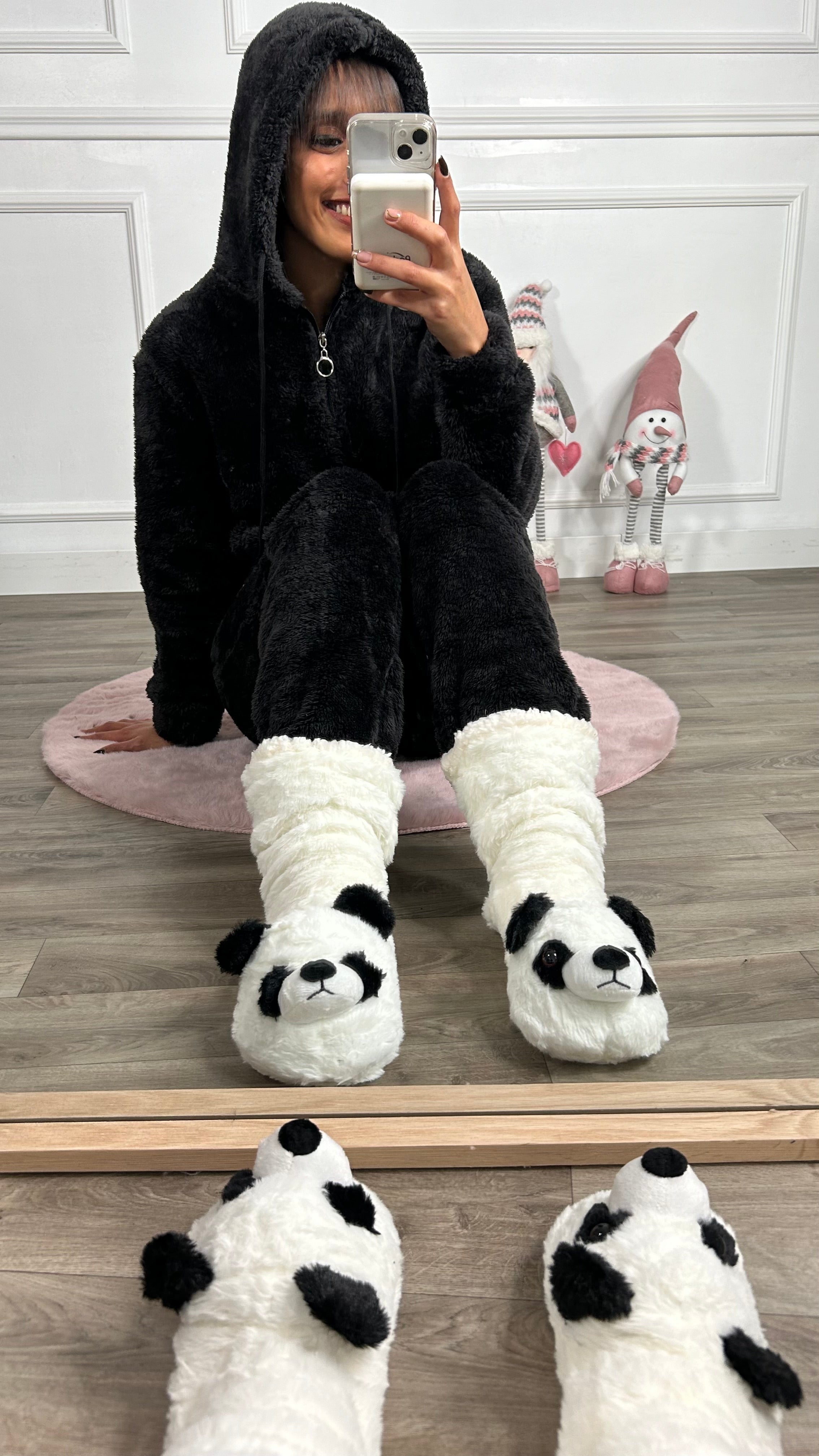 Meias antiderrapantes panda