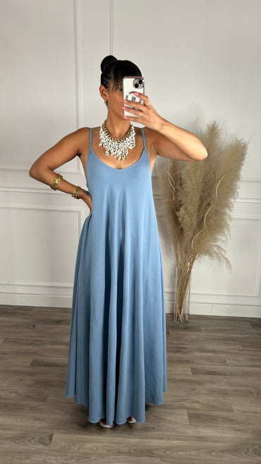 Vestido oversize de alças Azul Índigo