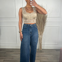 Bralette Rendada Bege