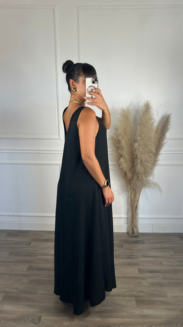 Vestido oversize de alça grossa Preto