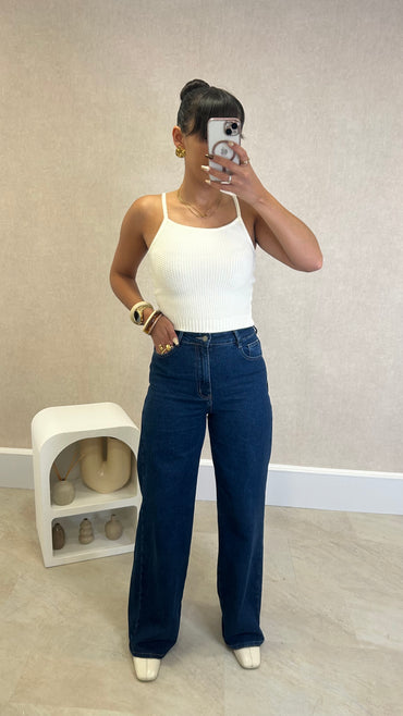 Calça Wide Leg REDIAL Ganga Escura