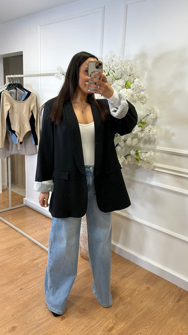 Blazer com Forro Listrado Preto