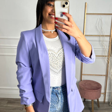 Blazer Manga Repuxada Lilás