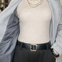 Casaco de Fazenda Comprido Texturado Riscas Cinza