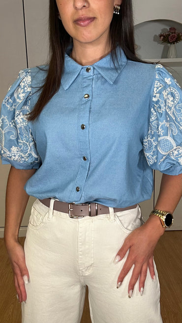 Camisa de Ganga com bordado
