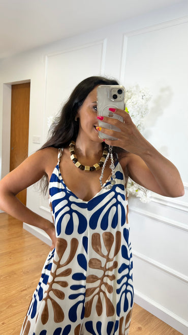Macacão Lycra Estampado Azul Marinho